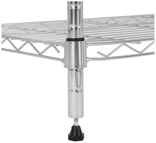 Amazon Basics 5-Shelf Tower Adjustable Storage Shelving Unit, Chrome, 16" x 16" x 54", 150 lbs Per Shelf - color: Chrome, size: 16"L x 16" W x 54"H, style: 5 -Shelf