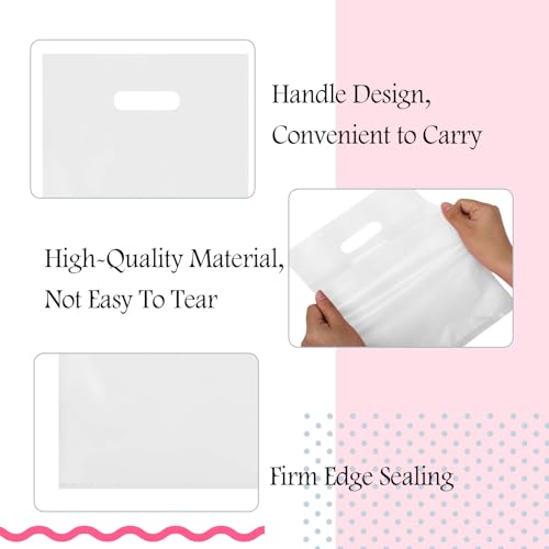 Kosiz 1000 Pcs Plastic Merchandise Shopping Bag Bulk 9 x 12'', White - color: White