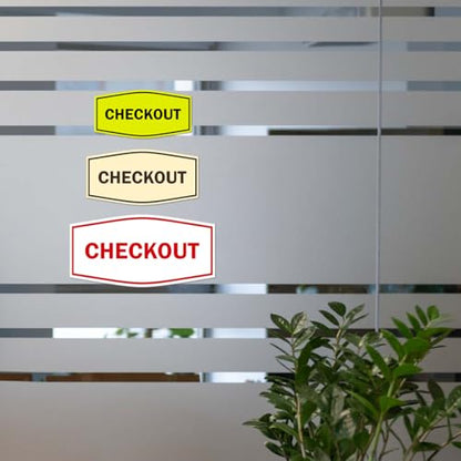 Signs ByLITA Fancy Checkout Sign | Durable Plastic | Vibrant Colors | Powerful Foam Tape (Blue) - Small (2 Pack) - color: Blue, size: 3 x 6" - Small (2 Pack)