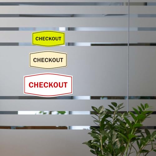 Signs ByLITA Fancy Checkout Sign | Durable Plastic | Vibrant Colors | Powerful Foam Tape (Brushed Gold) - Small (2 Pack) - color: Brushed Gold, size: 3 x 6" - Small (2 Pack)