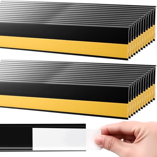 Fainne 25 Pcs Shelf Label Strips, 1.25" H X 48" L, Black - color: Black, size: 1.25"H X 48"L