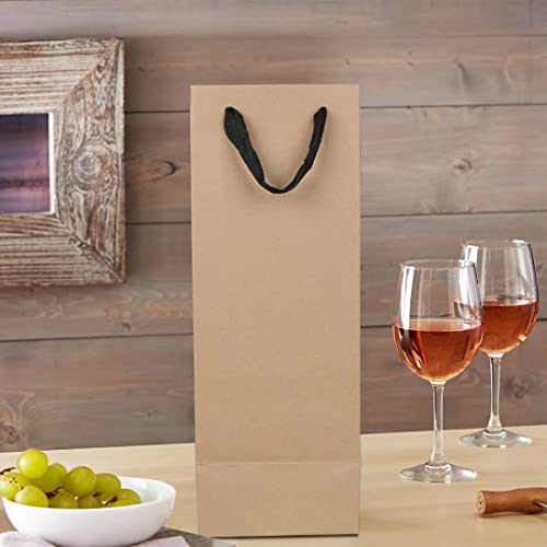Aimyoo Brown Wine Bottle Gift Bags Bulk,10 Pack Kraft Paper Gift Bags with Handles 4x4x14 inch for Champagne Alcohol - color: Brown - 4x4x14 inch, size: 1 Count (Pack of 10)