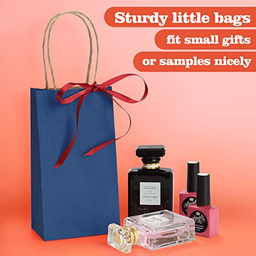 BagDream Mini Gift Bags with Handles 3.5x2.4x6.7 Navy Blue 100 Bulk Pack - color: Navy Blue