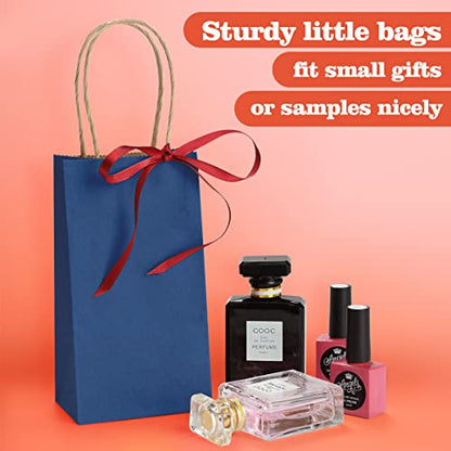 BagDream Mini Gift Bags with Handles 3.5x2.4x6.7 Navy Blue 100 Bulk Pack - color: Navy Blue
