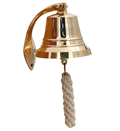 The Metal Magician Nautical Hanging Wall Mountable 4" Solid Brass Ship Bell - color: Solid Brass, size: 4"