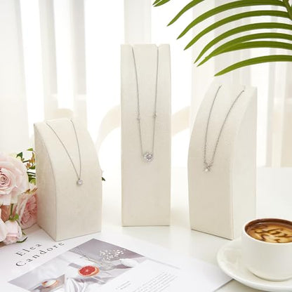 6 Pcs Necklace Display Stand Black Velvet Jewelry Holder for Store Beige