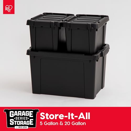 IRIS USA 6-Pack 5 Gal Heavy Duty Lockable Storage Totes with lids, Black - color: Black, size: 5 Gal - 6 Pack