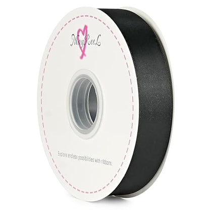 MAYREEL Black Satin Ribbon 1 Inch Double Faced 50 Yards - color: Black, size: 1 Inch