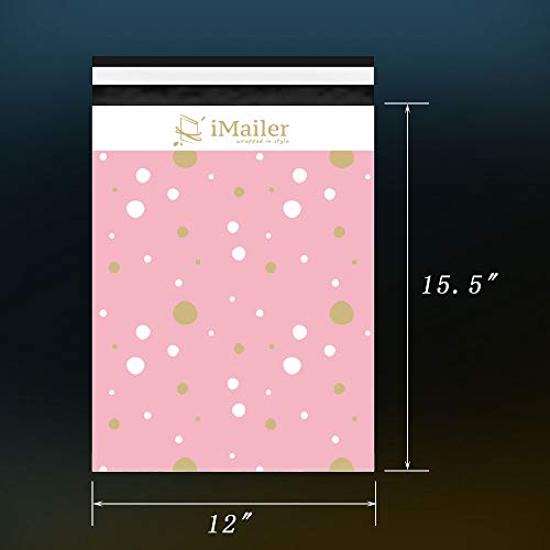 100 Count - 12 x 15.5 inch, Pink Polka Dot - Thank You Poly Mailer Envelope, Mailing Shipping Bags with Self Seal Strip - color: Pink Polka Dot - Thank You, size: 12" x 15.5"