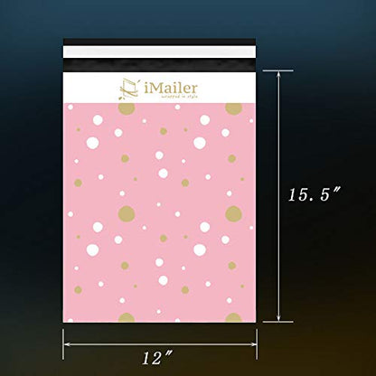 100 Count - 12 x 15.5 inch, Pink Polka Dot - Thank You Poly Mailer Envelope, Mailing Shipping Bags with Self Seal Strip - color: Pink Polka Dot - Thank You, size: 12" x 15.5"