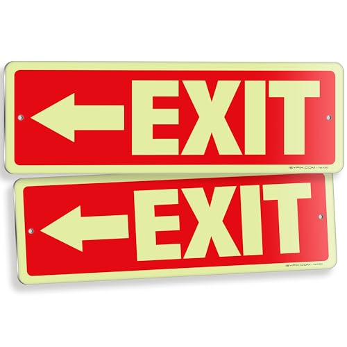 iSYFIX Exit Signs with Left Arrow, 12x4 Inch, 2 Pack - color: Metal Left Glow, size: 2 Pk 12x4