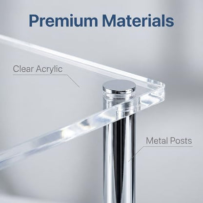 Acrylic Display Risers Set of Three Clear Rectangular Stands with Metal Support Posts for Cake Stand Styling Countertop Tiered Organizer Small Size Transparent One Piece