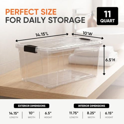 Superio 11 Quart Clear Plastic Storage Boxes with Lids, Stackable Organizer Containers, BPA-Free Storage Bins for Home, Office, School & Dorm, 5 Pack - size: 11 Quart