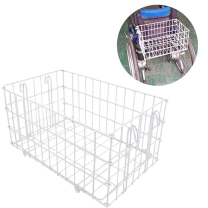 Large Capacity Folding Metal Wheelchair Basket Rear Basket Wheelchair Scooter Basket for Shopping Travel 40x26x20cm