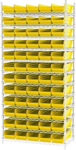 Akro-Mils 30138 Heavy Duty Plastic Shelf Bins, 18"x 6.5"x 4", Yellow, 12-Pk - color: Yellow