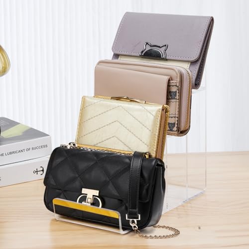 Purse Display Stands, 2 Pack 4-Tier Acrylic Wallet Holder Risers Stand, 2-Inch Spacing Clear Clutch Rack Handbag Display Shelf, 4MM Thick Counter Wallet Organizer for Figure Sunglasses Retail Vendor - size: 4 Tier（2pack）
