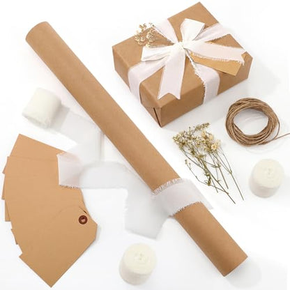 Suncalla 16 Pcs Wrapping Paper Set 16 Inch x 16 ft Elegant Neutral, White - color: White
