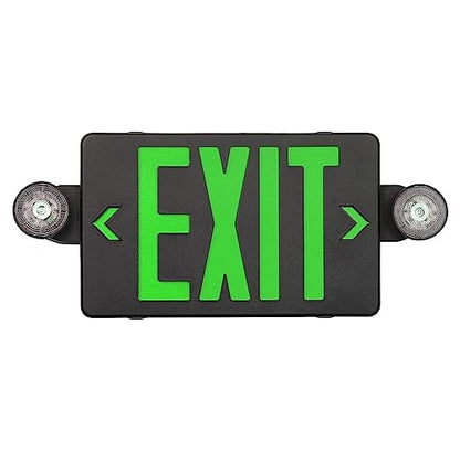 GZRUIYANG Black Housing Exit Sign with Emergency Lights Green, LED Emergency Exit Light with Battery Backup, UL 924 Certified, AC 120/277V, Commercial Emergency Lights Combo for Business - 1 Pack - color: Black Housing Green Letter, size: 1 Pack