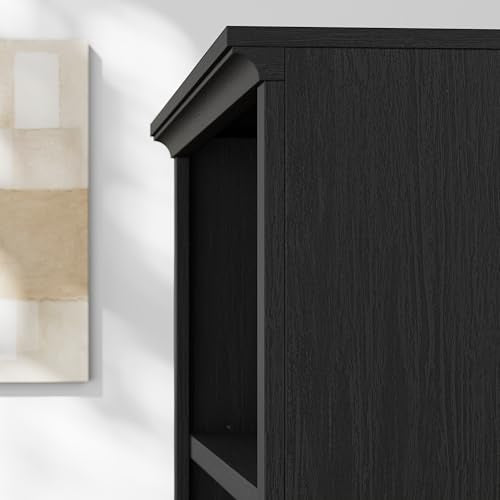 5-Tier Narrow Bookshelf, Adjustable Shelves, 72.5" - color: Black