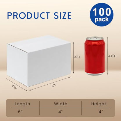 Mefleet 6x4x4" Small Shipping Boxes 100 Pack Corrugated Cardboard Box White - size: 6x4x4 inches (100 Pack)