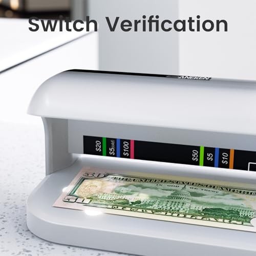 Aneken AL-17 Counterfeit Bill Detector with UV LED Light, Advanced UV Counterfeit Money Detector with Card & ID Detection, Suitable for All Currencies in the World, Silver