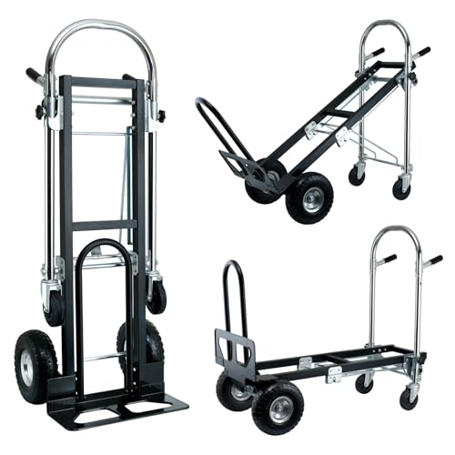 3 in 1 Convertible Hand Truck Dolly Cart with Wheels (Black) - color: Black