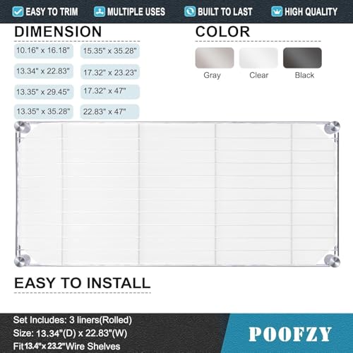 Poofzy Wire Shelf Liner 14" x 24", Set of 10 Clear - color: Clear, size: 14"x24" 10pcs