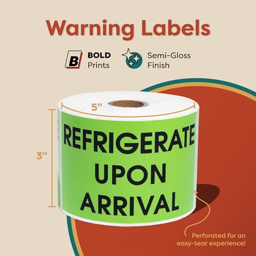 Aegis Adhesives - 3" X 5" Refrigerate Upon Arrival Stickers (500 Labels) - color: Green (Refrigerate Upon Arrival)
