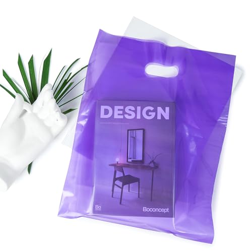 Choice Marts 100 Purple Plastic Bags With Handles 12x15 Merchandise Bags - color: Purple