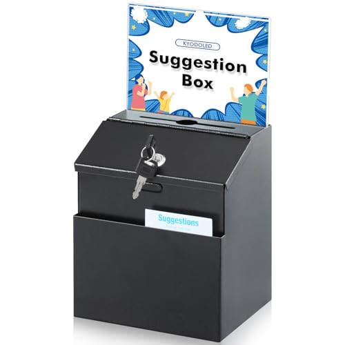 KYODOLED Suggestion Box with Slot and Lock, Acrylic Sign Holder, Black - color: Black-02, size: 8 x 5.7 x 7 Inch