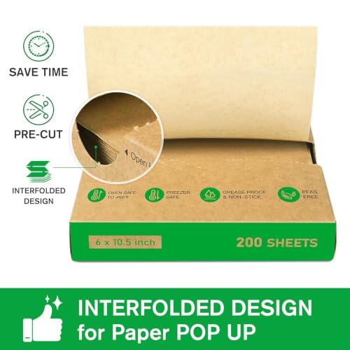 EcoDispose Precut POP UP Deli Paper Sheet, 400 Pack, 6" x 10-1/2", Kraft - color: Kraft, size: 6“x10.5”inch (Pack of 2)