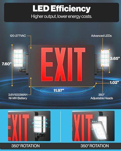 Sunco 6 Pack Black Exit Signs with LED Emergency Lights & Backup Battery - color: Black