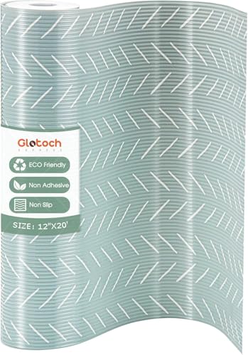 Glotoch Drawer Liner and Shelf Liner, 12" W x 240" L, Green Herringbone - color: Green White, size: 12"W x 240"L
