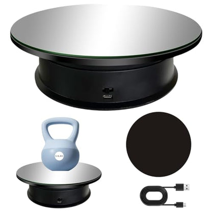 Motorized Rotating Display Stand 8 in, Adjustable Speed Revolving Turntable