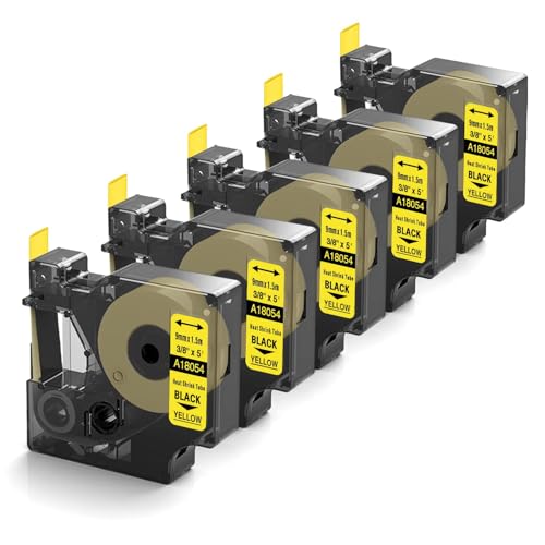 Replace for DYMO 18054 Rhino Heat Shrink Tube Labels 3/8'' Yellow - color: Black on Yellow, size: 3/8"