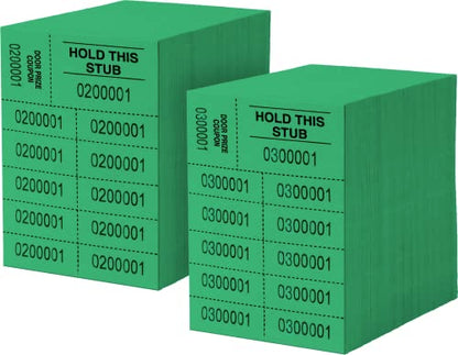 Auction Tickets - 1000 Sheets - 10 Numbers per Sheet (Green) - color: Green