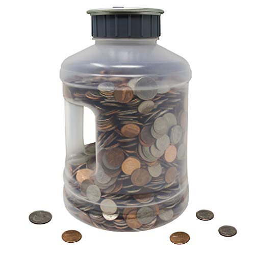 Jumbo Digital Coin Counter Bank - Extra Large Savings Jar for Pennies Nickles Dimes Quarters Half Dollar and Dollar Coins | Clear Jar w/LCD Display - style: Jumbo