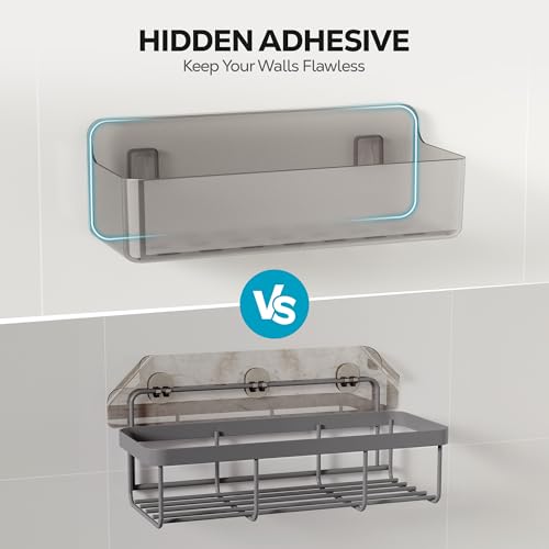 Nieifi Adhesive Shower Shelves, Gray, 5 Pieces - color: Gray-Clear, size: 5 pieces