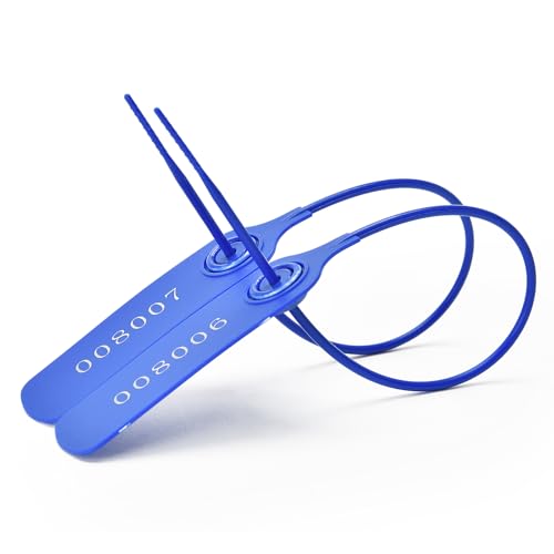 100pcs Numbered Security Seals Tamper Resistant Tags Plastic Lable Sign Safety Zip Ties Self-Locking for Luggage, Bags, Shoes, Shipping, Lock Tag (Blue,100pcs) - color: Blue, size: 100pcs