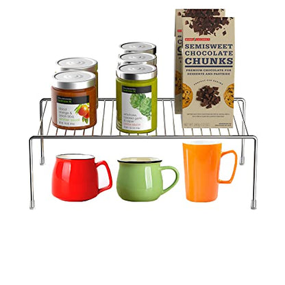 iPEGTOP Large (15.7 x 9.4 Inch) Kitchen Freezer Cabinet Organizer Shelf, Set of 4 Rustproof Metal Wire Shelves Spice Shelf Rack Cupboard Storage for Fridge Pantries Countertops Utensils, Chrome - color: Chrome
