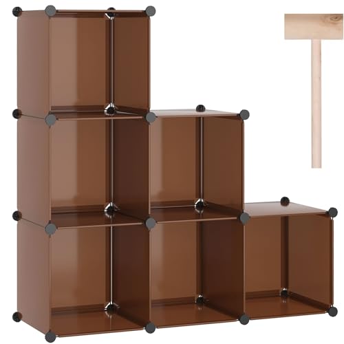 C&AHOME 6-Cube Storage Organizer Cube Shelf Closet Storage Bookcase, Brown - color: Brown