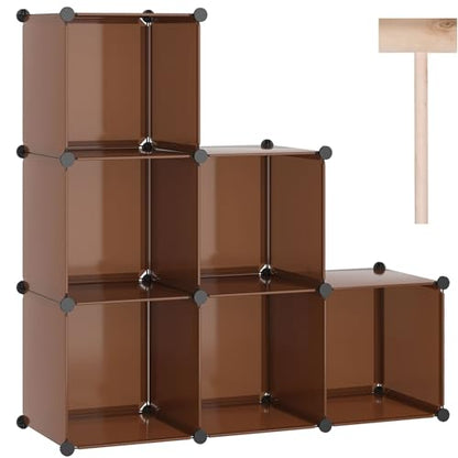 C&AHOME 6-Cube Storage Organizer Cube Shelf Closet Storage Bookcase, Brown - color: Brown