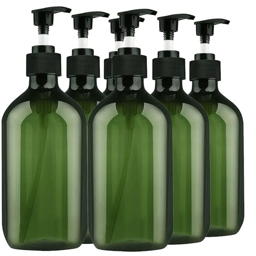 Empty Plastic Bottles with Pump Dispenser, 500ml/16.9oz (Green, 6 Pack) - color: Green, size: 6 Pack