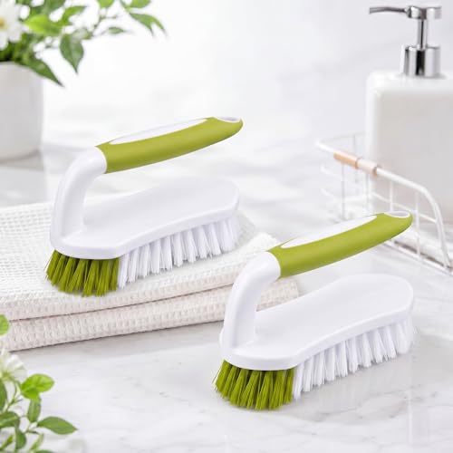 Lallisa 12 Pcs Scrub Brush Bulk for Cleaning with Handle, Yellow, Green - color: Yellow, Green
