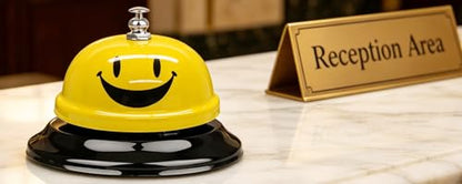 Call Bell with Ding Sign Sticker, 3.3Inch - Large Yellow Desk Service Bell for Restaurant, Hotel, Office, Kitchen, Party - color: Yellow Smile W Ding Sign