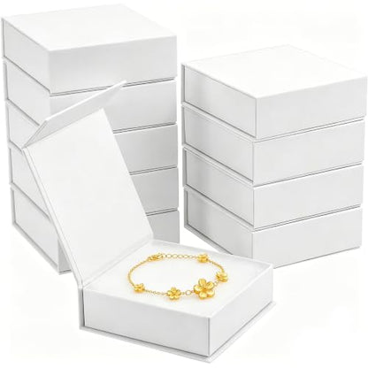 Jewelry Gift Boxes, 10 Pack 3.5x3.5x1.18 inch Small Jewelry Boxes, Small Gift Box for Necklaces Bracelet Earring Ring Gift packaging(White) - color: white1