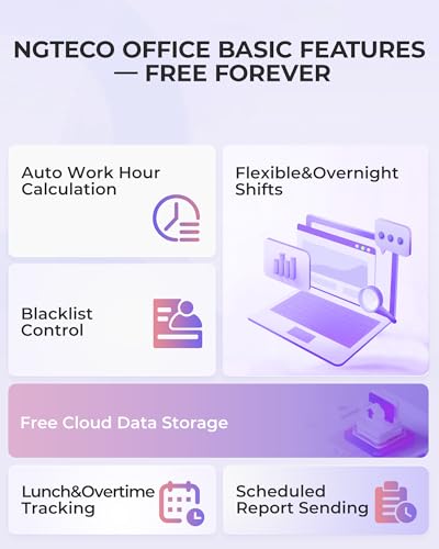 NGTeco Cloud Time Clock for Small Business, Real Remote Access, 4-in-1 Mode - color: White