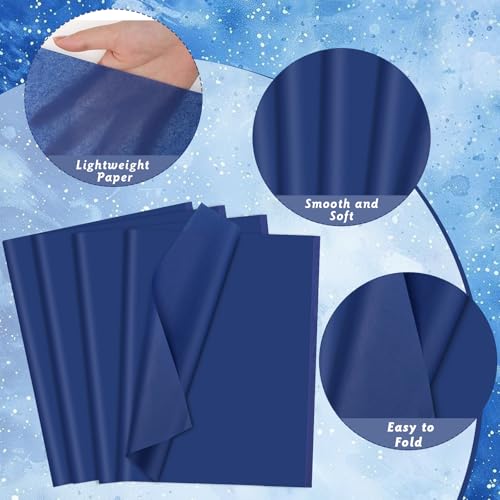 woric 160 Sheets Navy Tissue Paper for Gift Bags 20 X 14 Inches - color: Navy Blue