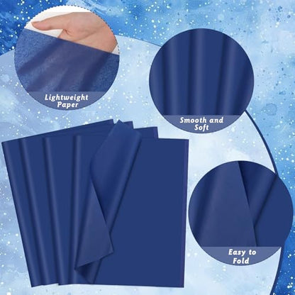 woric 160 Sheets Navy Tissue Paper for Gift Bags 20 X 14 Inches - color: Navy Blue
