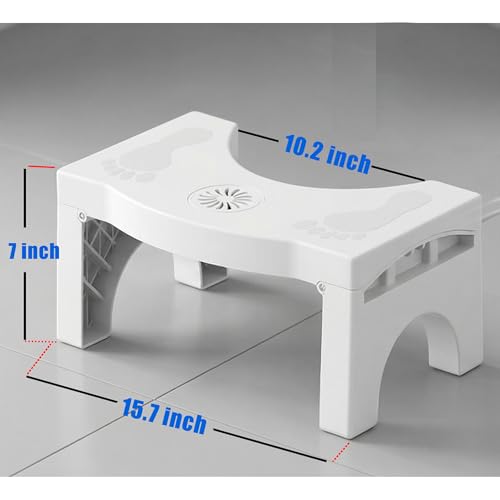 7 Inches Foldable Toilet Stool with Anti-Slip Feet, Squatting Posture Aid for Healthy Pooping, Portable Travel Bathroom Foot Support, Easy Storage Assistance Step for Adults